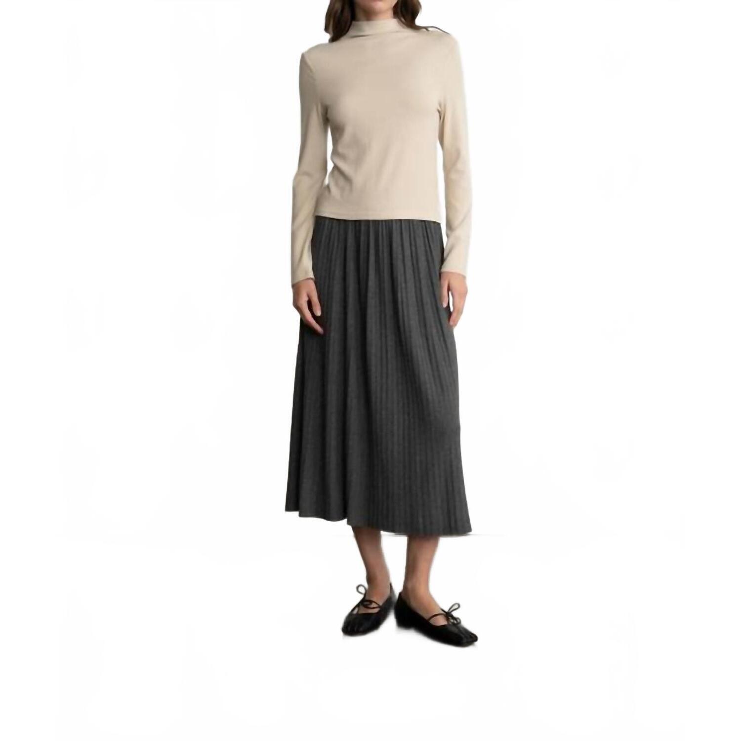 New Elle Grey Lightweight Pleated Skirt In Charcoal